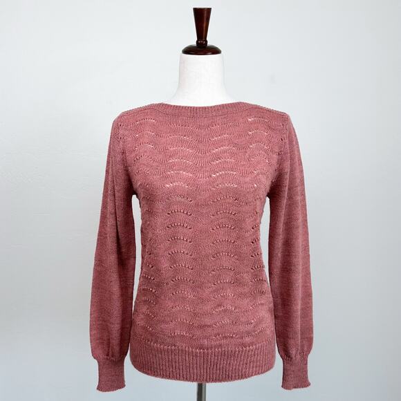 Vintage Jason Maxwell Boatneck Pointelle Knit Sweater - Picture 1 of 9